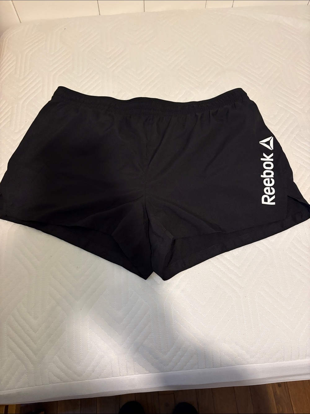 Reebok Black Women's Athletic Shorts with White Side Logo